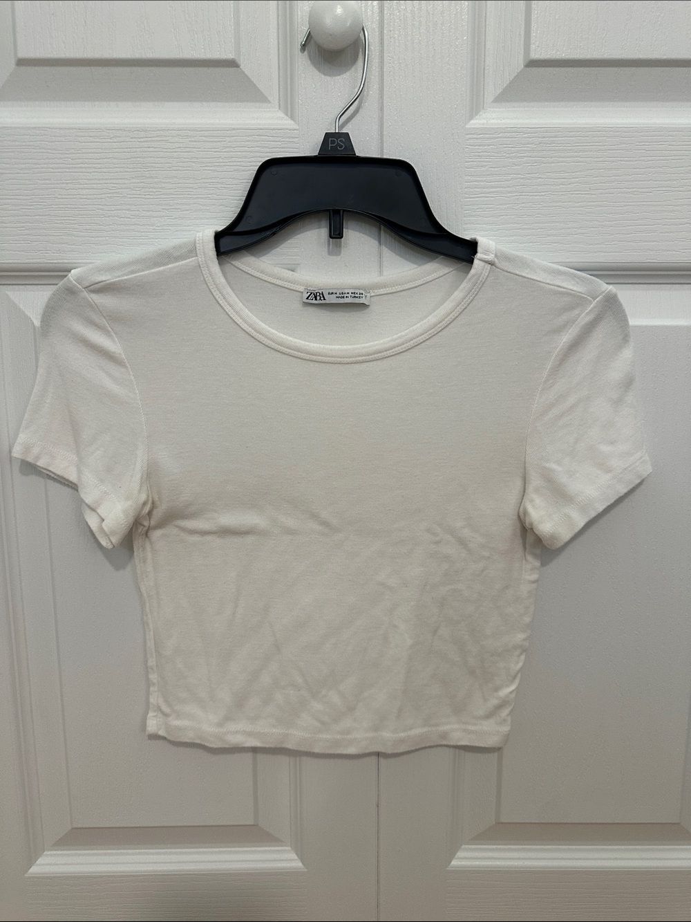 Zara white cropped baby tee